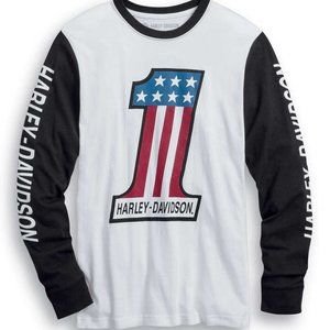 Harley-Davidson #1 Colorblocked Long Sleeve Large Slim Fit T-Shirt